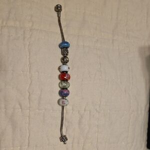 Pandora Sterling Silver Elegant Multi-Color Beaded Bracelet